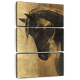thumbnail image 1 of Elephant Stock Illustrative Black Horse Wall Art - Vertical Multi Panel Canvas - Living Room Wall Decor - Animal Multi Panel - Brown And Gold Decor By Albena Hristova - 36" x 57", 1 of 8