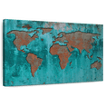 thumbnail image 1 of Elephant Stock Impression World Map Wall Art - Horizontal Canvas Wall Art - Living Room Wall Decor - Map Canvas - Teal And Brown Decor - 36" x 24", 1 of 8