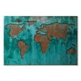 thumbnail image 1 of Elephant Stock Impression World Map Wall Art - Horizontal Canvas Wall Art - Living Room Wall Decor - Map Canvas - Teal And Brown Decor - 36" x 24", 1 of 4