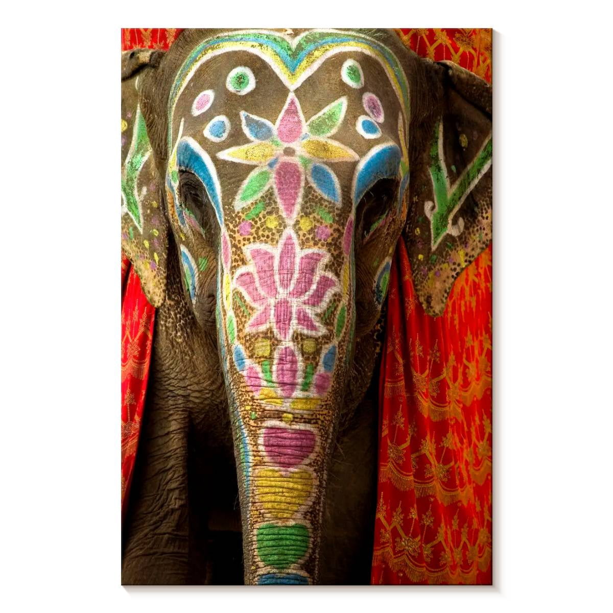 Elephant Stock Indian Festival Elephant Wall Art - Vertical Canvas Wall ...