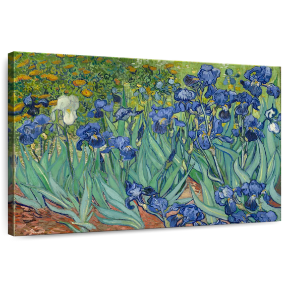 Elephant Stock Irises 1889 Wall Art - Horizontal Canvas Wall Art - Living Room Wall Decor - Floral And Botanical Canvas - Blue And Teal Decor By Vincent Van Gogh - 48" x 32"