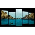 thumbnail image 1 of Elephant Stock Island Hopping Wall Art - Horizontal Multi Panel Canvas - Living Room Wall Decor - Nature Multi Panel - Blue And Yellow Decor - 25" x 12", 1 of 4