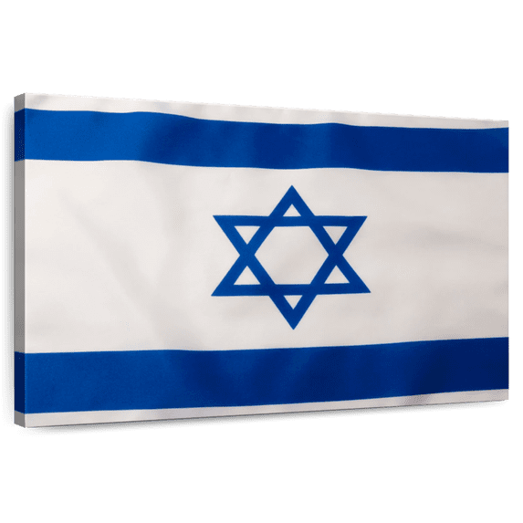 Elephant Stock Israel Flag Wall Art - Horizontal Canvas Wall Art - Living Room Wall Decor - Flags Canvas - Blue And White Decor - 45" x 30"