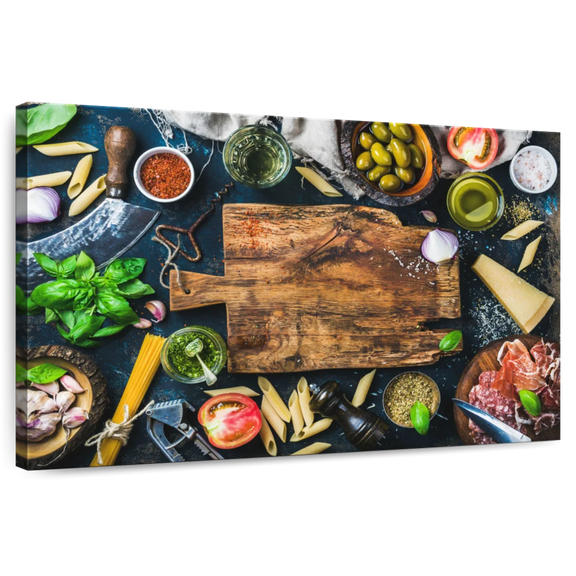 Elephant Stock Italian Cooking Wall Art - Horizontal Canvas Wall Art - Dining Room Wall Decor - Hobbies And Lifestyle Canvas - Brown And Teal Decor - 12" x 8"