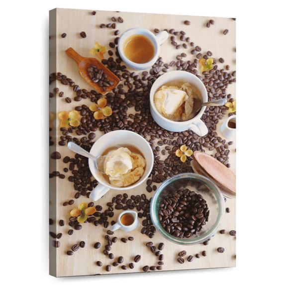 Elephant Stock Italian Dessert Affogato Wall Art - Vertical Canvas Wall Art - Dining Room Wall Decor - Food And Drink Canvas - Gray And Brown Decor - 32" x 48"