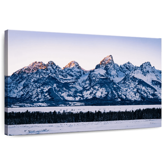 Elephant Stock Jackson Hole Grand Teton Wall Art - Horizontal Canvas Wall Art - Living Room Wall Decor - Nature Canvas - Blue And Gray Decor - 24" x 16"