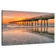 thumbnail image 1 of Elephant Stock Jacksonville Beach Pier Wall Art - Horizontal Canvas Wall Art - Living Room Wall Decor - Nautical Canvas - Beige And Orange Decor - 30" x 20", 1 of 8
