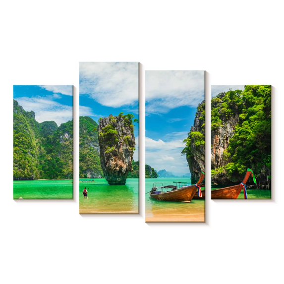 Elephant Stock James Bond Island Wall Art - Horizontal Multi Panel Canvas - Living Room Wall Decor - Beach Multi Panel - Blue And Green Decor - 24" x 14"