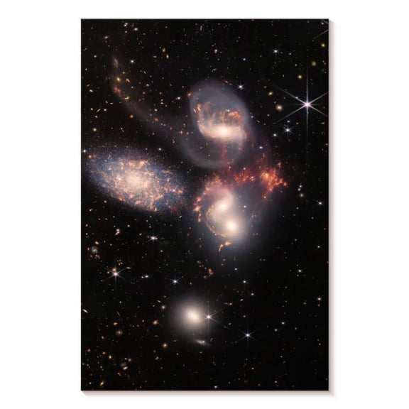 Elephant Stock James Webb's Stephan's Quintet Wall Art - Vertical Canvas Wall Art - Living Room Wall Decor - Astronomy & Space Canvas - Black And Gray Decor By Nasa - 8" x 12"