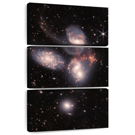 Elephant Stock James Webb's Stephan's Quintet Wall Art - Vertical Multi Panel Canvas - Living Room Wall Decor - Astronomy & Space Multi Panel - Black And Gray Decor By Nasa - 20" x 32"
