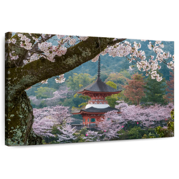 Elephant Stock Japan Scenery Wall Art - Horizontal Canvas Wall Art - Living Room Wall Decor - Religion And Spirituality Canvas - Brown And Pink Decor By Art Wolfe - 51" x 34"