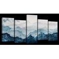 thumbnail image 1 of Elephant Stock Japanese Mountain Landscape Abstract Wall Art - Horizontal Multi Panel Canvas - Living Room Wall Decor - Abstract Multi Panel - Blue And White Decor - 25" x 12", 1 of 4
