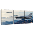 thumbnail image 1 of Elephant Stock Jets Over The Mountains Wall Art - Horizontal Multi Panel Canvas - Living Room Wall Decor - Military Multi Panel - Brown And Silver Decor - 32" x 15", 1 of 8
