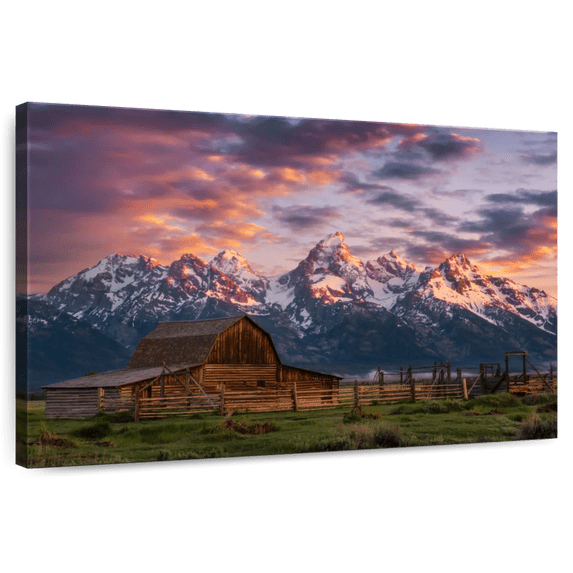 Elephant Stock John Moulton Barn Wall Art - Horizontal Canvas Wall Art - Living Room Wall Decor - Architecture Canvas - Blue And Green Decor - 39" x 26"