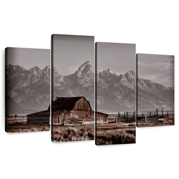 Elephant Stock John Moutlon Barn Wall Art - Horizontal Multi Panel Canvas - Living Room Wall Decor - Architecture Multi Panel - Brown And Gray Decor By Ken Smith - 36" x 22"