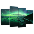 thumbnail image 1 of Elephant Stock Jokulsarlon Glacier Lagoon Aurora Sky Wall Art - Horizontal Multi Panel Canvas - Living Room Wall Decor - Nature Multi Panel - Green And Teal Decor - 75" x 48", 1 of 8