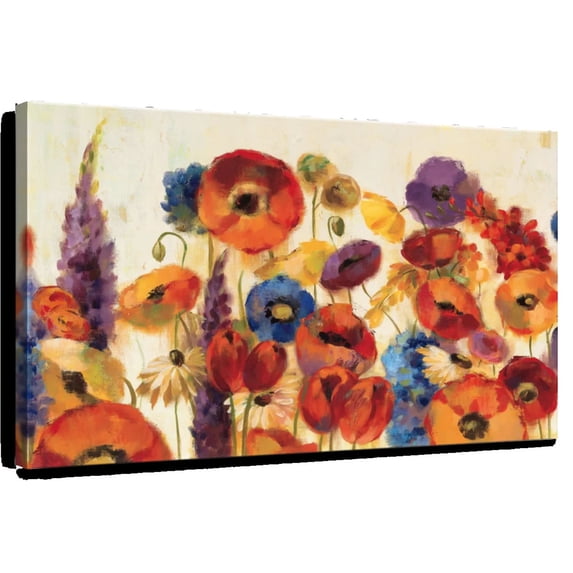 Elephant Stock Joyful Garden Wall Art - Horizontal Canvas Wall Art - Living Room Wall Decor - Floral And Botanical Canvas - Orange And Yellow Decor By Silvia Vassileva - 45" x 30"
