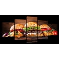 thumbnail image 1 of Elephant Stock Juicy Burgers Wall Art - Horizontal Multi Panel Canvas - 5 Piecedining Room Wall Decor - Photography Food And Drink Multi Panel - Brown And Red Decor - 36" x 15", 1 of 4