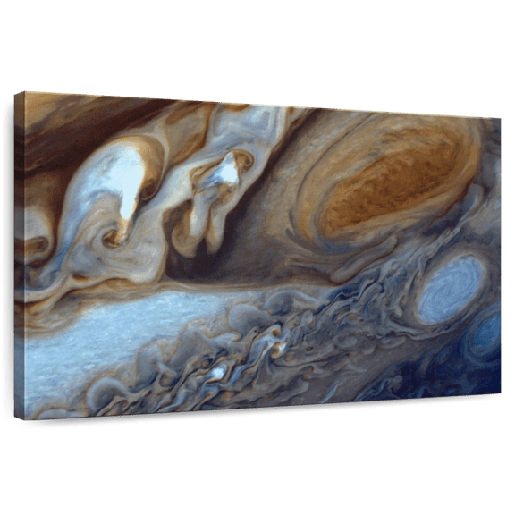 Elephant Stock Jupiter's Cloud Formation Wall Art - Horizontal Canvas Wall Art - Living Room Wall Decor - Astronomy & Space Canvas - Brown And Blue Decor By Nasa - 36" x 24"