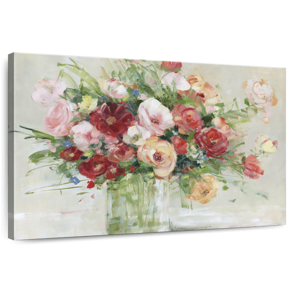 Elephant Stock Just Peachy Wall Art - Horizontal Canvas Wall Art - Living Room Wall Decor - Floral And Botanical Canvas - Brown And Red Decor By Sally Swatland - 48" x 32"