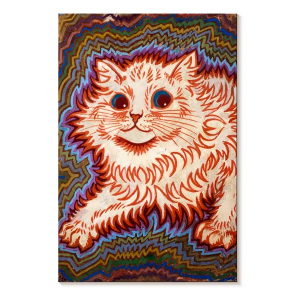 Elephant Stock Kaleidoscope Cats Iii Wall Art - Vertical Canvas Wall Art - Living Room Wall Decor - Animal Canvas - White And Orange Decor By Louis Wain - 30" x 45"