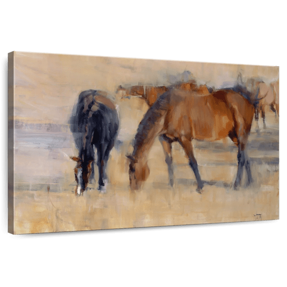 Elephant Stock Kentucky Morning I Wall Art - Horizontal Canvas Wall Art - Living Room Wall Decor - Animal Canvas - Brown And Blue Decor By Valtcho Tonov - 12" x 8"