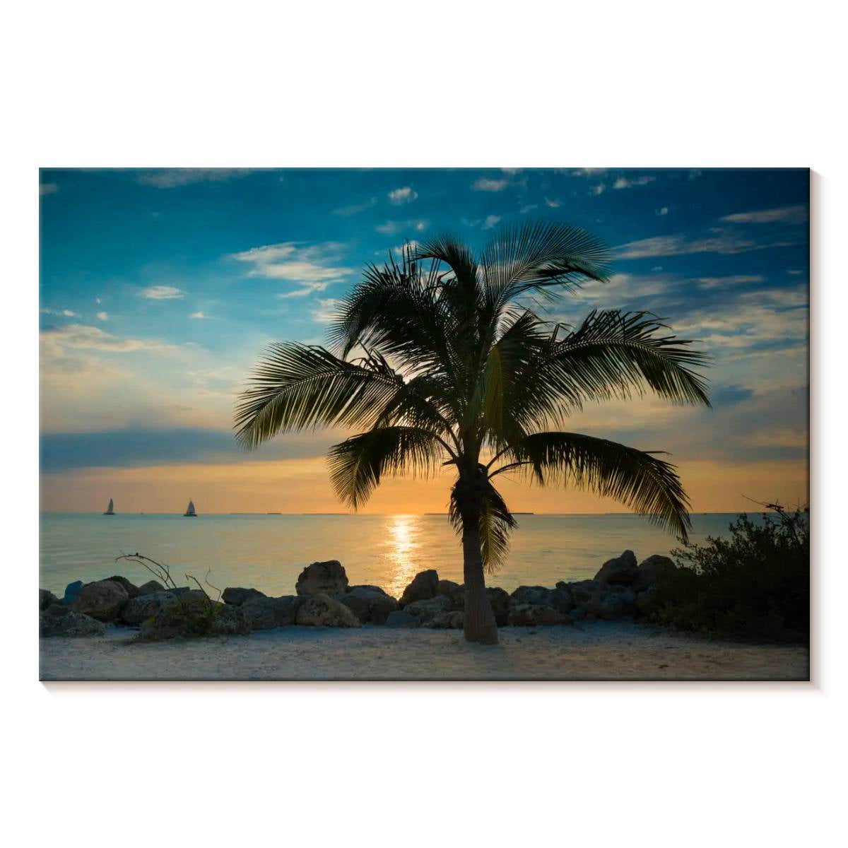 Elephant Stock Key West Sunset Palm Wall Art - Horizontal Canvas Wall ...