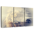thumbnail image 1 of Elephant Stock Kingdom Of Lions Wall Art - Horizontal Multi Panel Canvas - Living Room Wall Decor - Animal Multi Panel - Gray And Beige Decor - 50" x 32", 1 of 8