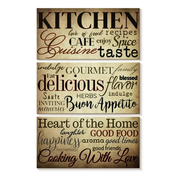 Elephant Stock Kitchen Inspiration Wall Art - Vertical Multi Panel Canvas - Kitchen Wall Decor - Inspirational And Typography Multi Panel - Black And Red Decor - 14" x 23"