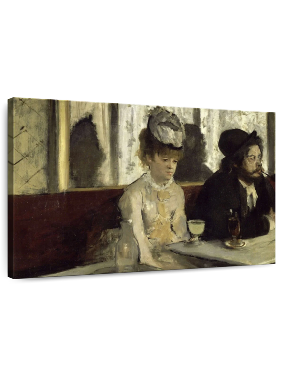 L'absinthe Wall Art - Horizontal Canvas Wall Art - Living Room Wall Decor - People Canvas - Red And Gray Decor By Edgar Degas - 12" x 8"