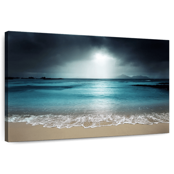 Elephant Stock La Digue Island Evening Sky Wall Art - Horizontal Canvas Wall Art - Living Room Wall Decor - Nature Canvas - Black And Gray Decor - 48" x 32"