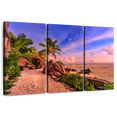 thumbnail image 1 of Elephant Stock La Digue Sundown Wall Art - Horizontal Multi Panel Canvas - Living Room Wall Decor - Beach Multi Panel - Beige And Green Decor - 45" x 28", 1 of 8