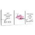 thumbnail image 1 of Elephant Stock Lady Boss Inspirational Quote Wall Art - Horizontal Multi Panel Canvas - Living Room Wall Decor - Advocacy Art Multi Panel - White And Black Decor - 32" x 15", 1 of 8