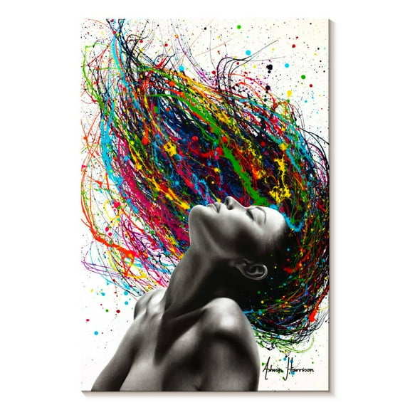 Elephant Stock Lady In Rapture Wall Art - Vertical Canvas Wall Art - Living Room Wall Decor - Fashion And Beauty Canvas - Gray And Gold Decor By Ashvin Harrison - 8" x 12"