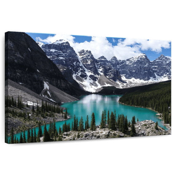 Elephant Stock Lake Louise Landscape Wall Art - Horizontal Canvas Wall Art - Living Room Wall Decor - Nature Canvas - Blue And Green Decor - 36" x 24"