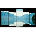 thumbnail image 1 of Elephant Stock Lake Mcdonald Morning Mist Wall Art - Horizontal Multi Panel Canvas - 5 Pieceliving Room Wall Decor - Photography Nature Multi Panel - Blue And Teal Decor - 94" x 48", 1 of 4