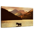 thumbnail image 1 of Elephant Stock Lake Moose Wall Art - Horizontal Canvas Wall Art - Living Room Wall Decor - Animal Canvas - Beige And Brown Decor - 45" x 30", 1 of 8