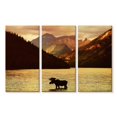 thumbnail image 1 of Elephant Stock Lake Moose Wall Art - Horizontal Multi Panel Canvas - Living Room Wall Decor - Animal Multi Panel - Beige And Brown Decor - 45" x 28", 1 of 4