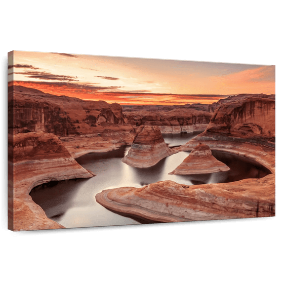 Elephant Stock Lake Powell Wall Art - Horizontal Canvas Wall Art - Living Room Wall Decor - Nature Canvas - Orange And Brown Decor - 12" x 8"