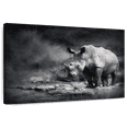 thumbnail image 1 of Elephant Stock Lake Rhino Wall Art - Horizontal Canvas Wall Art - Living Room Wall Decor - Animal Canvas - Gray And White Decor - 24" x 16", 1 of 8