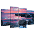 thumbnail image 1 of Elephant Stock Lake Tahoe Nightfall Wall Art - Horizontal Multi Panel Canvas - Living Room Wall Decor - Nature Multi Panel - Pink And Gray Decor - 52" x 32", 1 of 8
