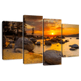 thumbnail image 1 of Elephant Stock Lake Tahoe Twilight Wall Art - Horizontal Multi Panel Canvas - Living Room Wall Decor - Nature Multi Panel - Orange And Gray Decor - 36" x 22", 1 of 8