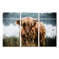 thumbnail image 1 of Elephant Stock Lakeside Highland Cow Wall Art - Horizontal Multi Panel Canvas - Living Room Wall Decor - Animal Multi Panel - Blue And Brown Decor - 23" x 14", 1 of 4