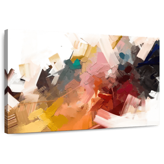 Elephant Stock Large Abstract Oil Wall Art - Horizontal Canvas Wall Art - Living Room Wall Decor - Abstract Canvas - Beige And Red Decor - 48" x 32"