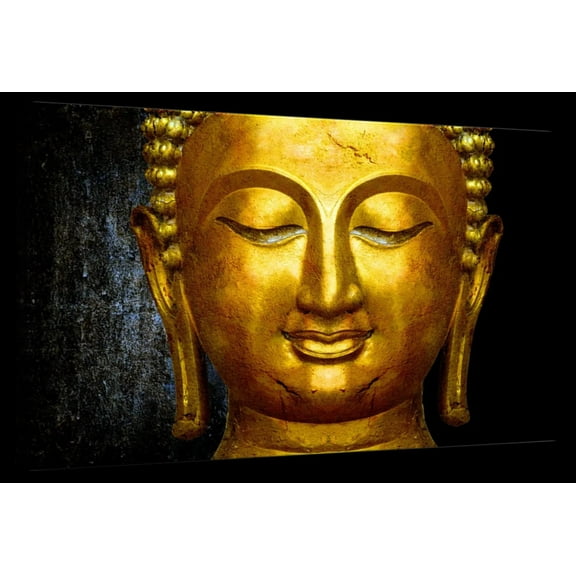 Elephant Stock Large Buddha Face Wall Art - Horizontal Canvas Wall Art - Living Room Wall Decor - Photography Religion And Spirituality Canvas - Black And Gray Decor - 12" x 8"