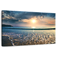 thumbnail image 1 of Elephant Stock Large Sunset Wall Art - Horizontal Canvas Wall Art - Living Room Wall Decor - Beach Canvas - Orange And Teal Decor - 45" x 30", 1 of 8
