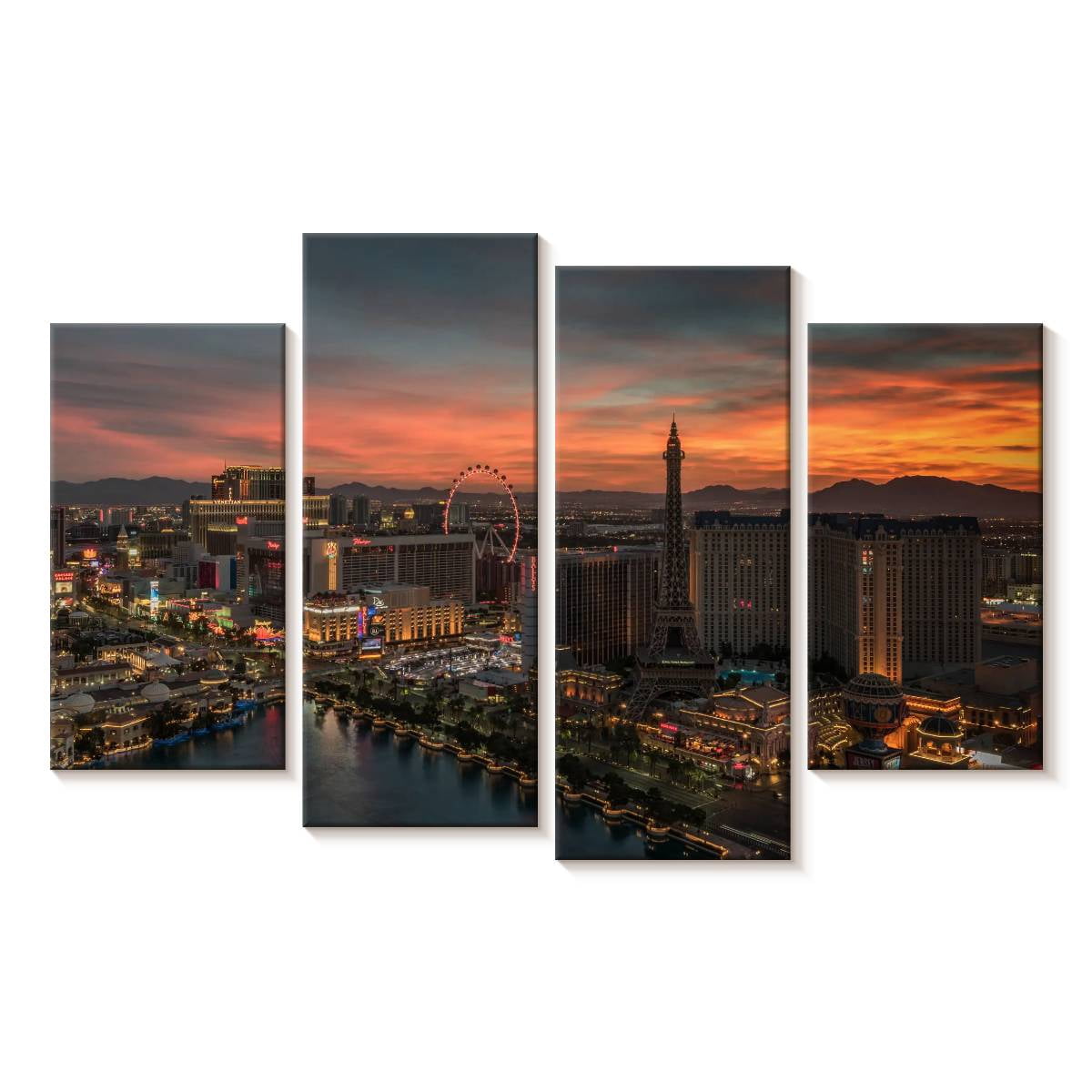 Elephant Stock Las Vegas City Sunset Wall Art - Horizontal Multi Panel ...