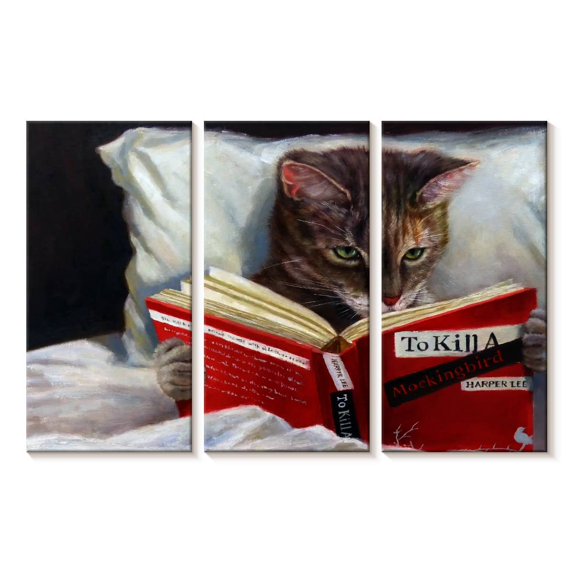 Elephant Stock Late Night Thriller Wall Art - Horizontal Multi Panel Canvas - Living Room Wall Decor - Humor Multi Panel - Red And White Decor By Lucia Heffernan - 23" x 14"
