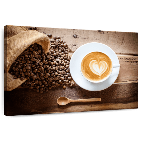 Elephant Stock Latte Coffee Wall Art - Horizontal Canvas Wall Art - Living Room Wall Decor - Food And Drink Canvas - White And Brown Decor - 36" x 24"