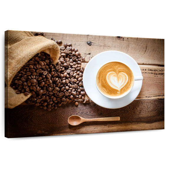 Elephant Stock Latte Coffee Wall Art - Horizontal Canvas Wall Art - Living Room Wall Decor - Food And Drink Canvas - White And Brown Decor - 48" x 32"